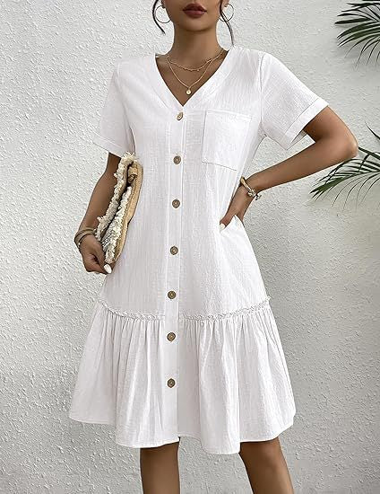 Kurzes Damen-Hemdblusenkleid mit Knöpfen und Rüschen von berg-feldt