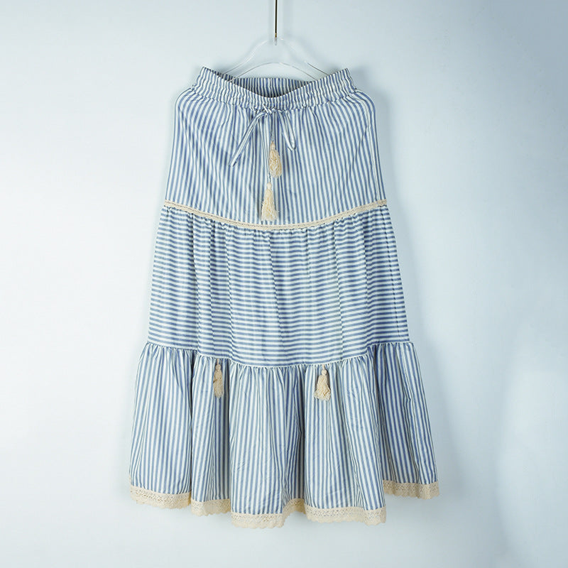 Jupe longue bohème pour femme à rayures et pompons de berg-feldt