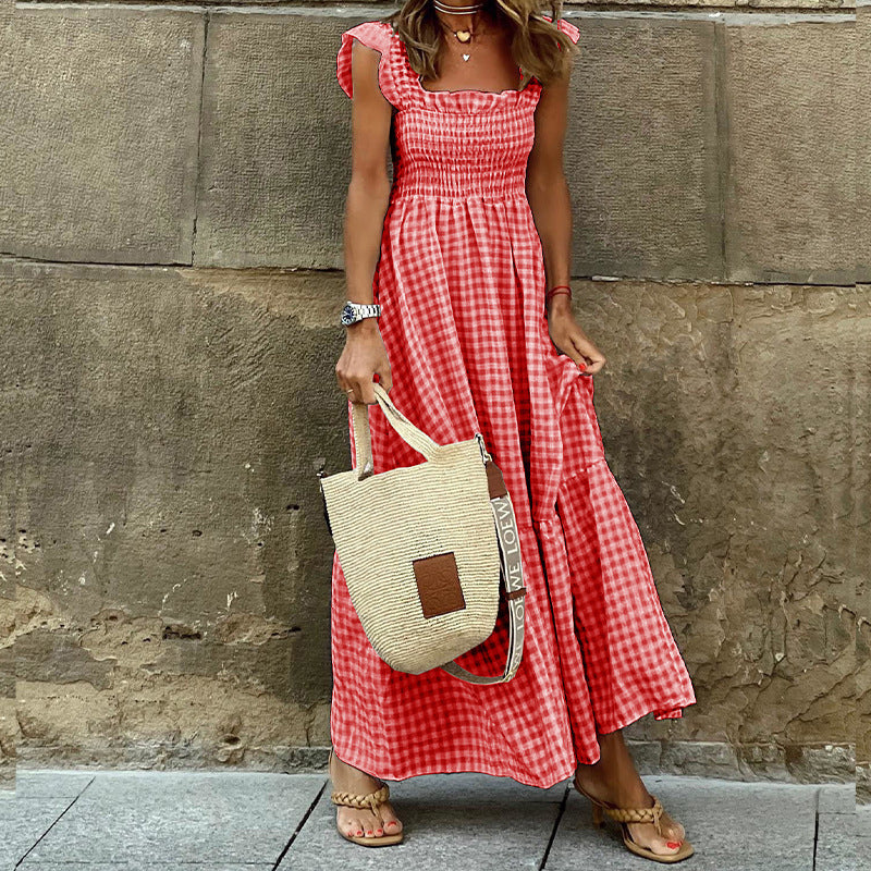 Langes Damenkleid mit elastischem Oberteil und Rüschen von berg-feldt