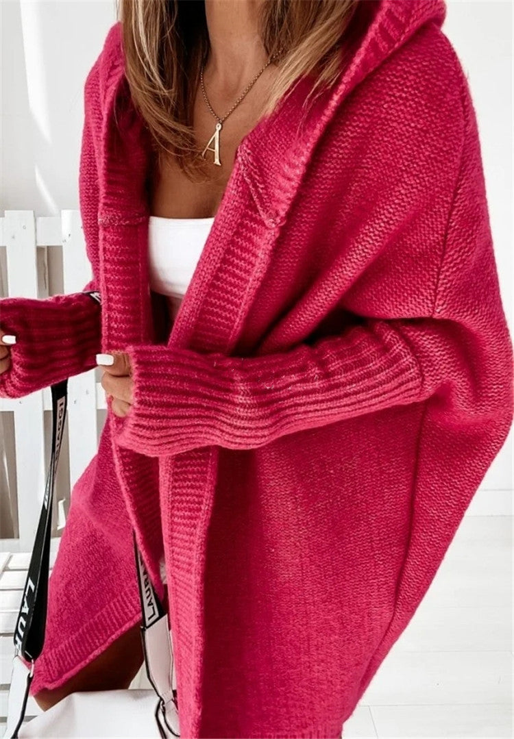 Damen-cardigan en maille confortable avec capuche et manches larges Berg-Feldt