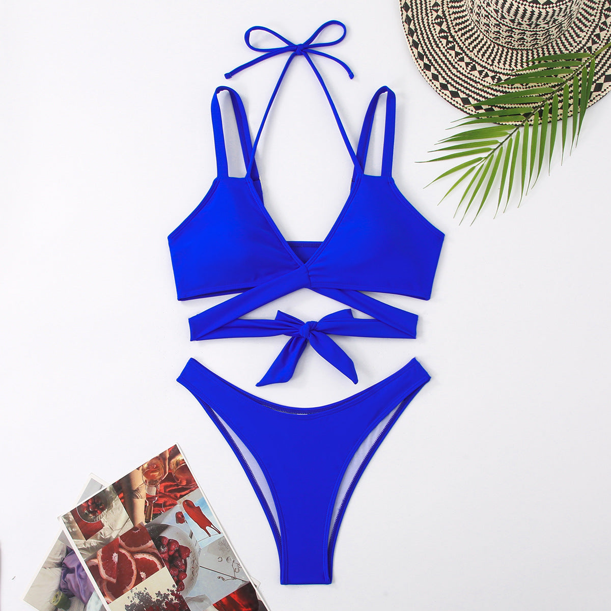 Ensemble de bikini crop pour femme, avec bretelles réglables et nœud, de berg-feldt