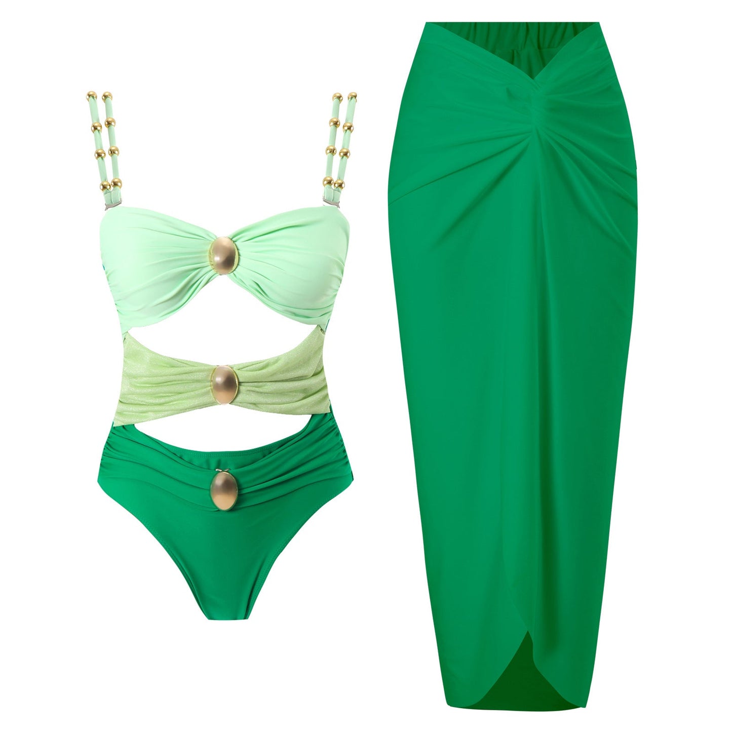 Elegantes Damen Badeanzug Zweiteiler Set mit Wickelrock von berg-feldt