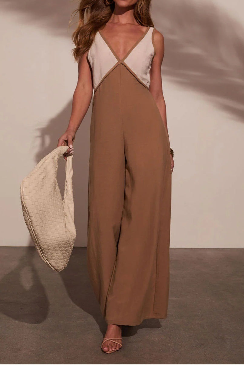 Ensemble pantalon élégant pour femme avec col en V, coupe large (berg-feldt)