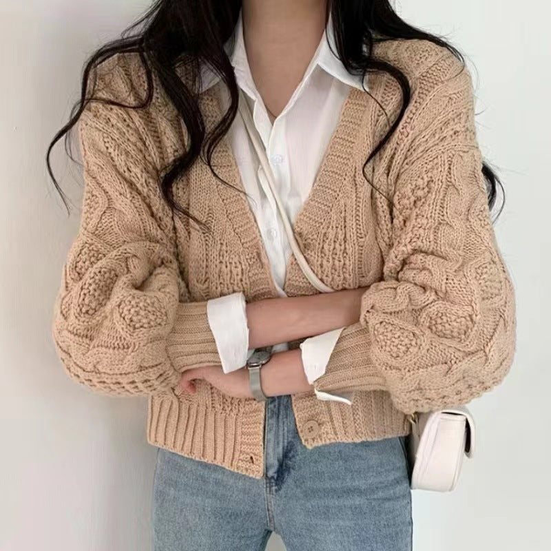 Cardigan en grosse maille pour femme avec manches volumineuses et motif torsadé unique Berg-Feldt