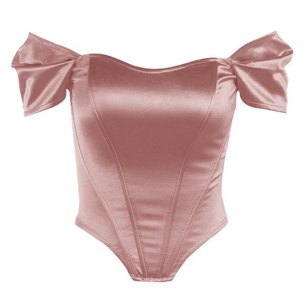 Damen Haut-schulterfreies Oberteil Elegant Puffärmel Berg-Feldt