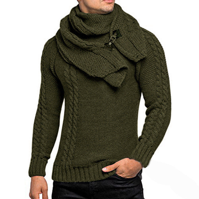 Pull tricoté pour homme avec motif torsadé élégant et écharpe tendance Berg-Feldt