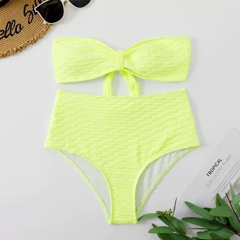 Berg-Feldt Haut de Bikini Bandeau Texturé Taille Haute pour Femme