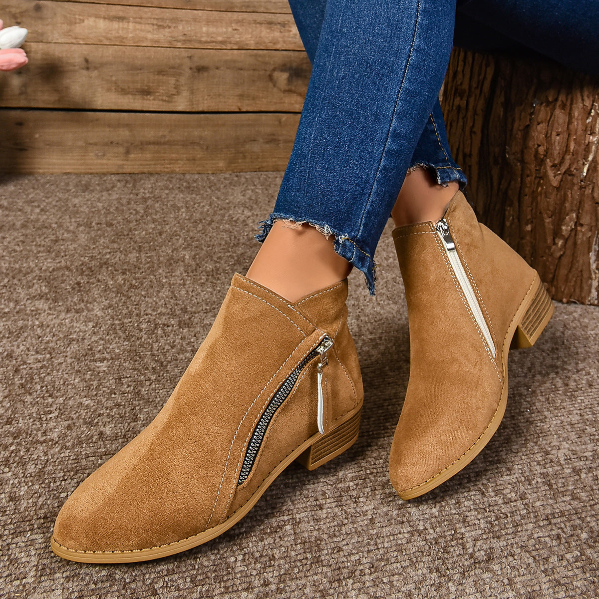 Damen Elegante Stiefeletten mit modischem Reißverschluss Berg-Feldt