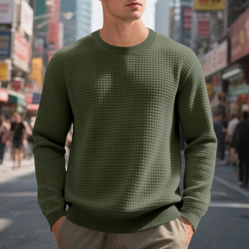 Herren warmer Pullover mit strukturiertem Gewebe und Rundhalsausschnitt Berg-Feldt