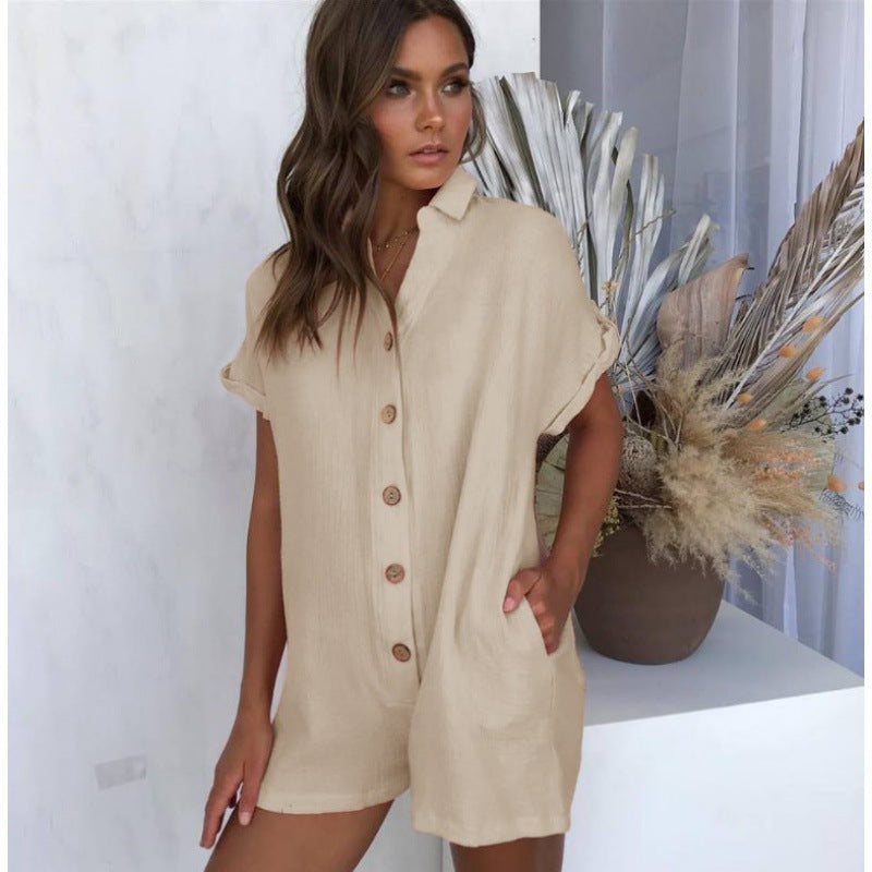 Lässiger Damen Kurzoverall mit Knöpfen und Taschen von berg-feldt