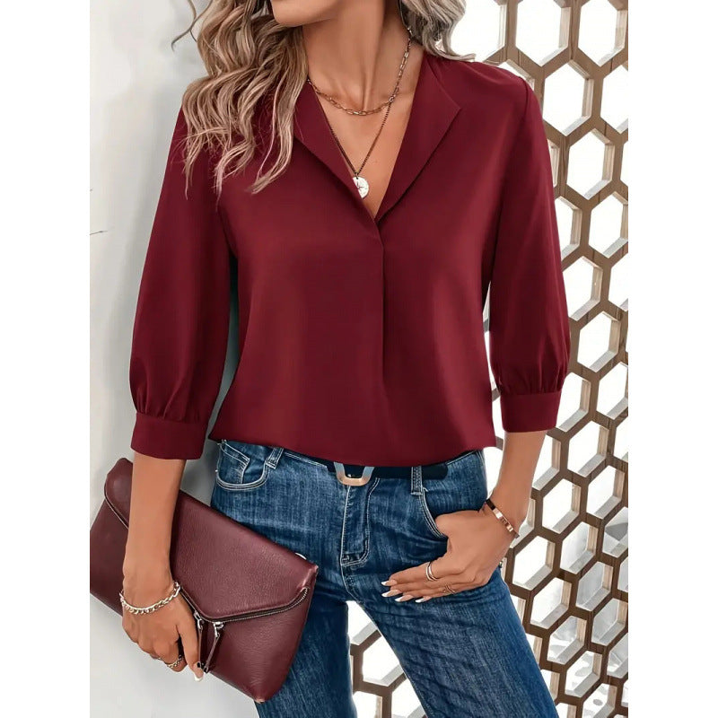 Chemisier élégant en viscose pour femme, manches 3/4 et col en V Berg-Feldt