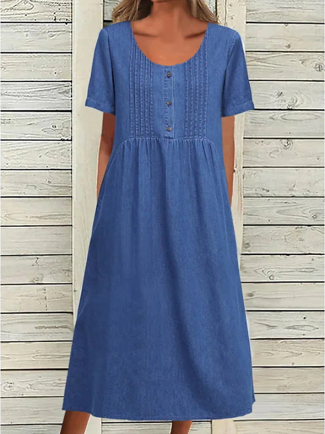 Elegantes Damen Freizeitkleid mit Knopfverschluss und Raffung von berg-feldt