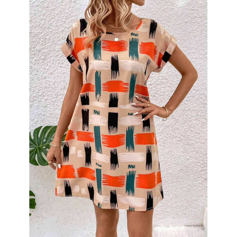Elegantes Damen-Etuikleid mit abstraktem Pinselstrichmuster von berg-feldt