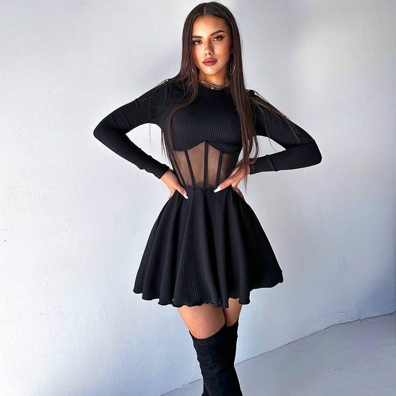Mini-robe femme élégante de haute qualité avec empiècements transparents Berg-Feldt