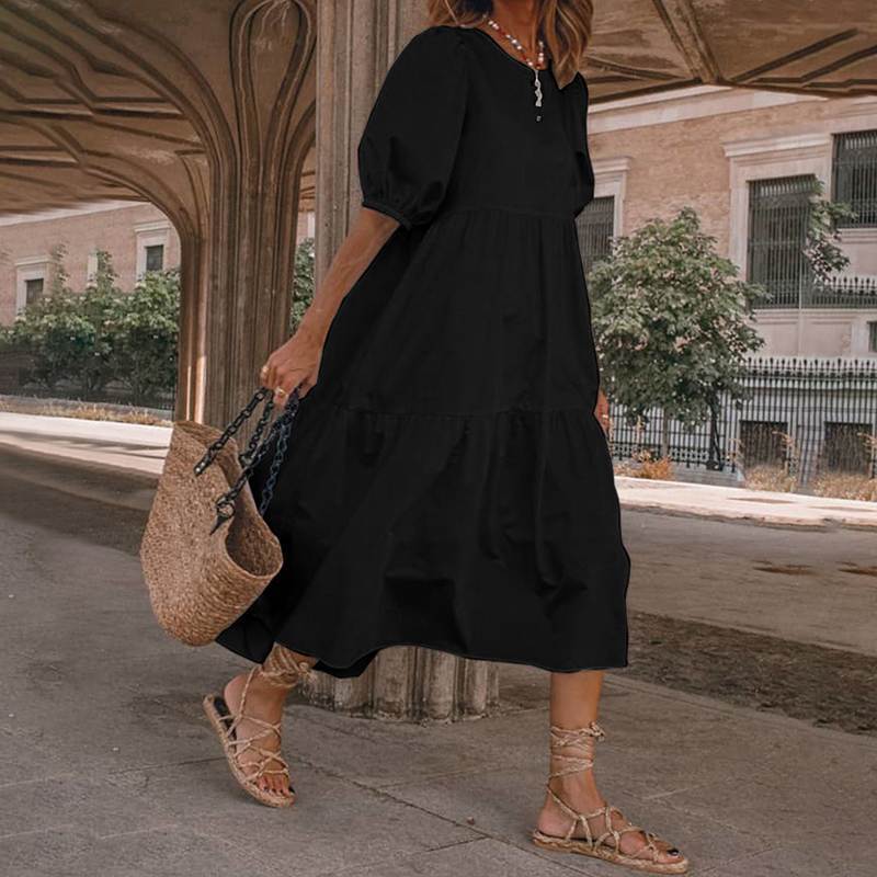Robe longue pour femme : fluide, cintrée, à volants de berg-feldt