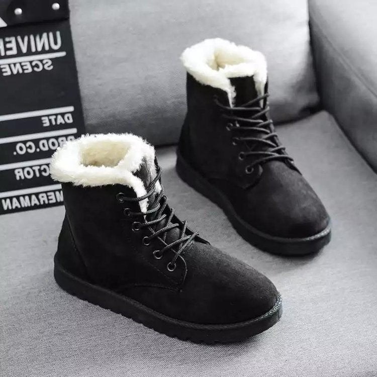 Berg-Feldt | High-Top Wildlederstiefel - Kunstfellfutter - Schnürung - Flache Gummisohle