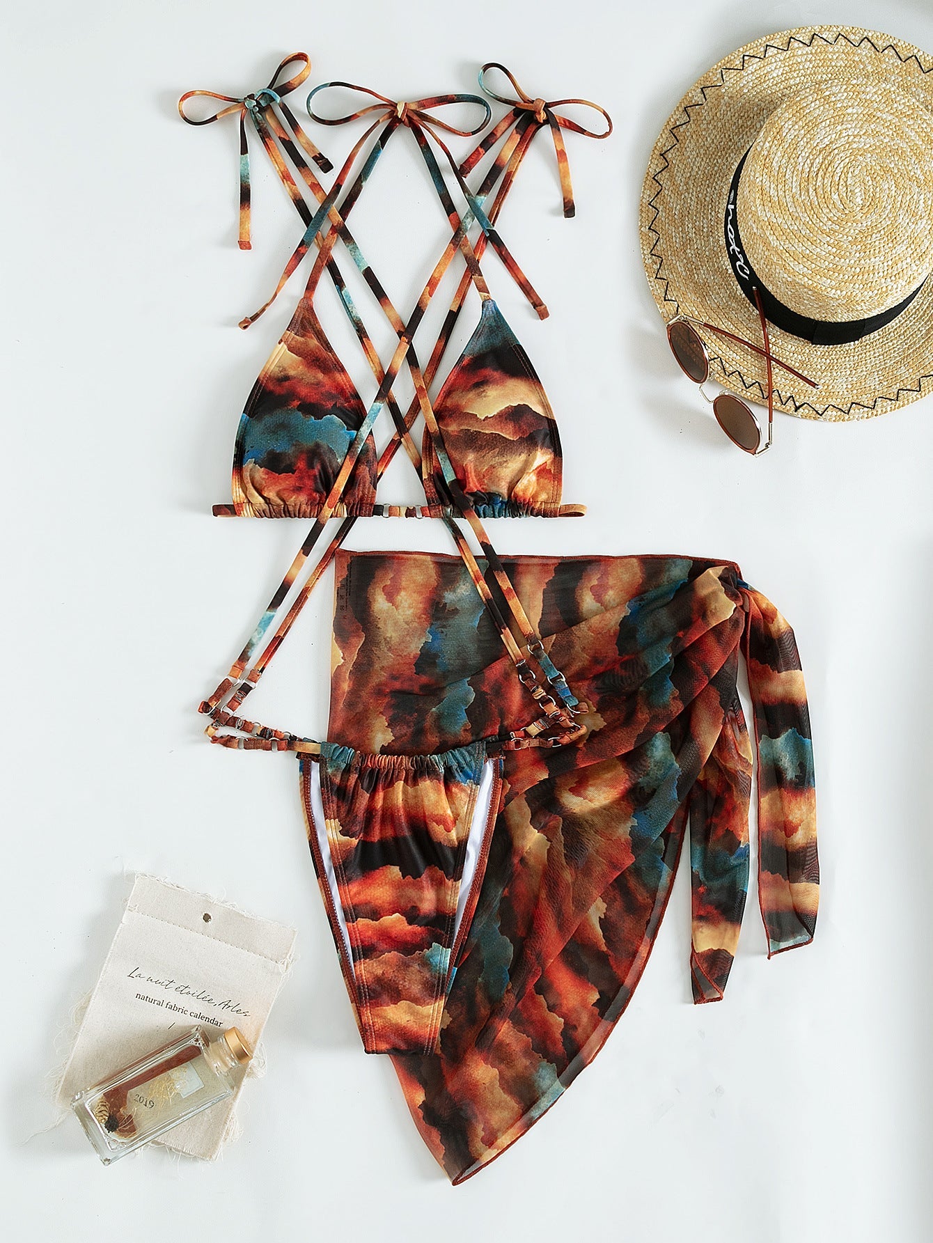 Ensemble de bikini pour femme de berg-feldt, motif unique et coloré, design enveloppant, bretelles réglables