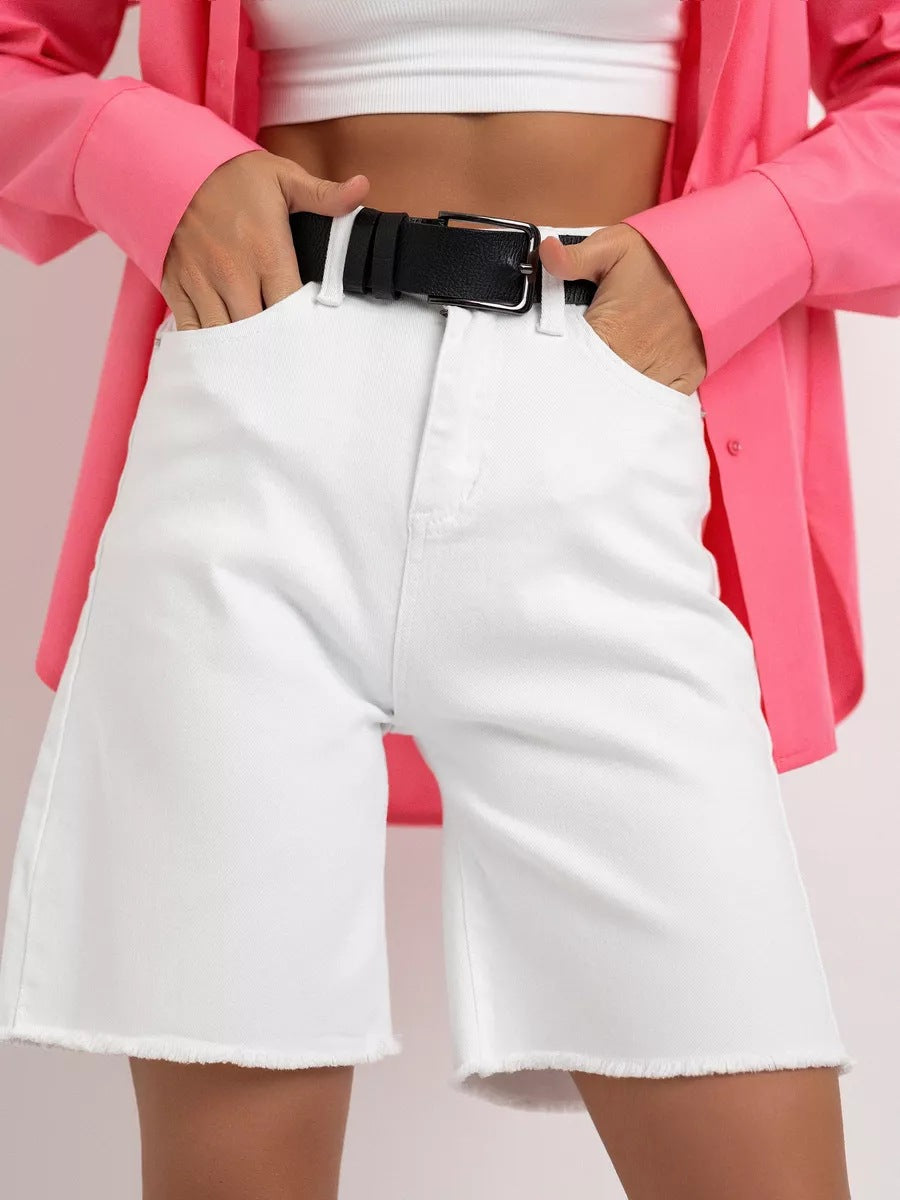 High-waisted women's denim shorts with frayed hem by berg-feldt