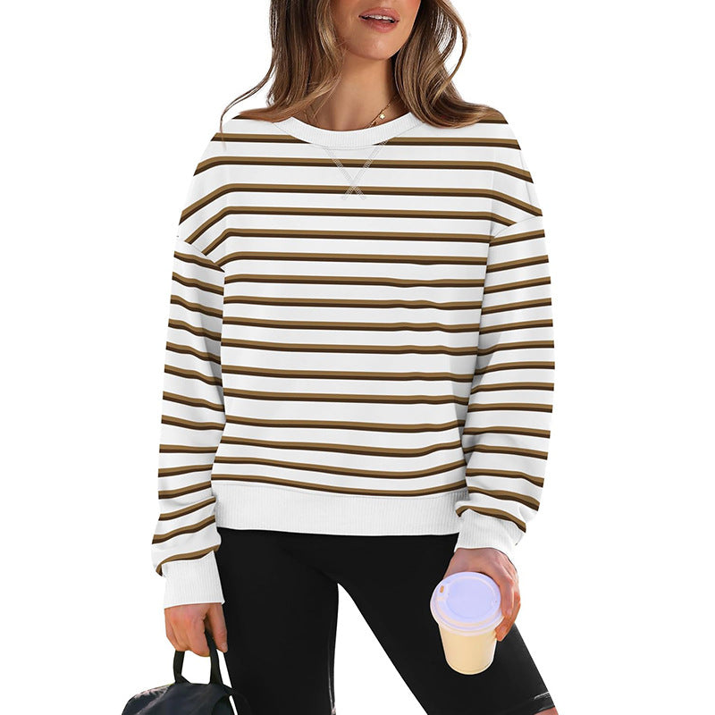 Sweatshirt décontracté pour femme avec motif rayé moderne et col rond Berg-Feldt