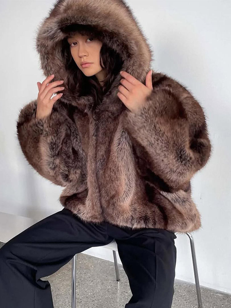 Veste douillette à capuche en fausse fourrure pour femme Berg-Feldt