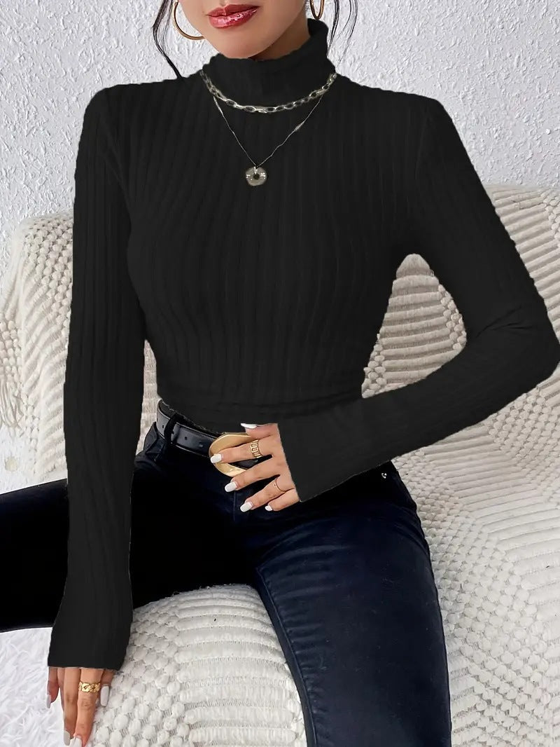Pull à col roulé et manches longues en maille fine côtelée Berg-Feldt pour femme