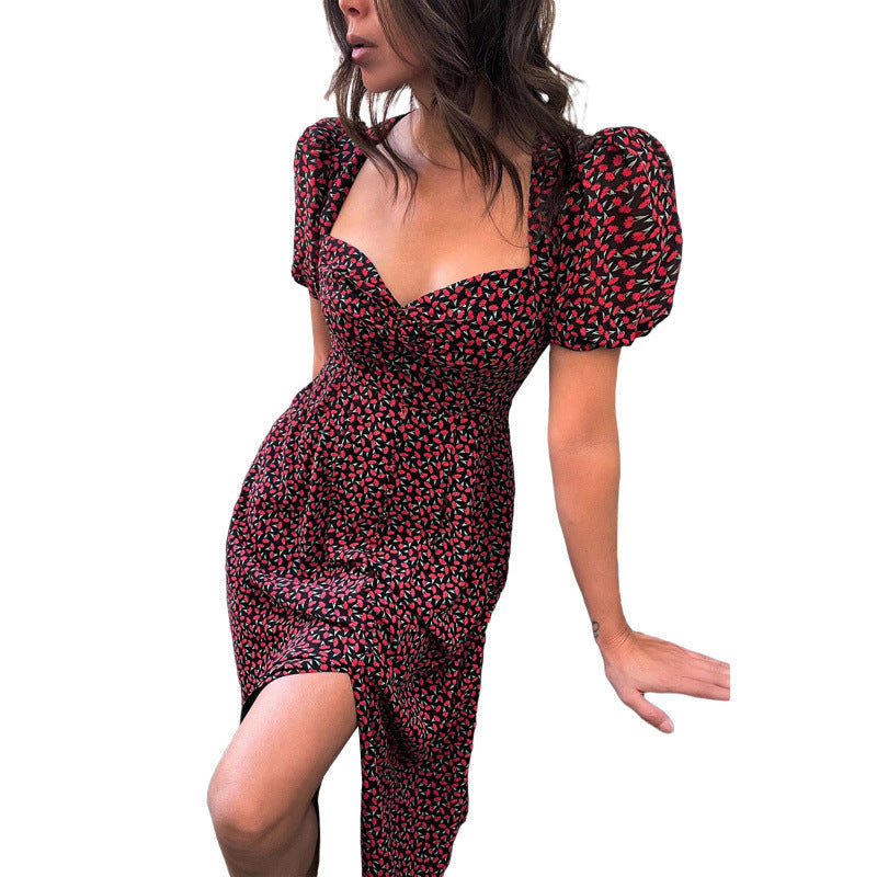 Robe midi Berg-feldt pour femme avec manches bouffantes et motif floral