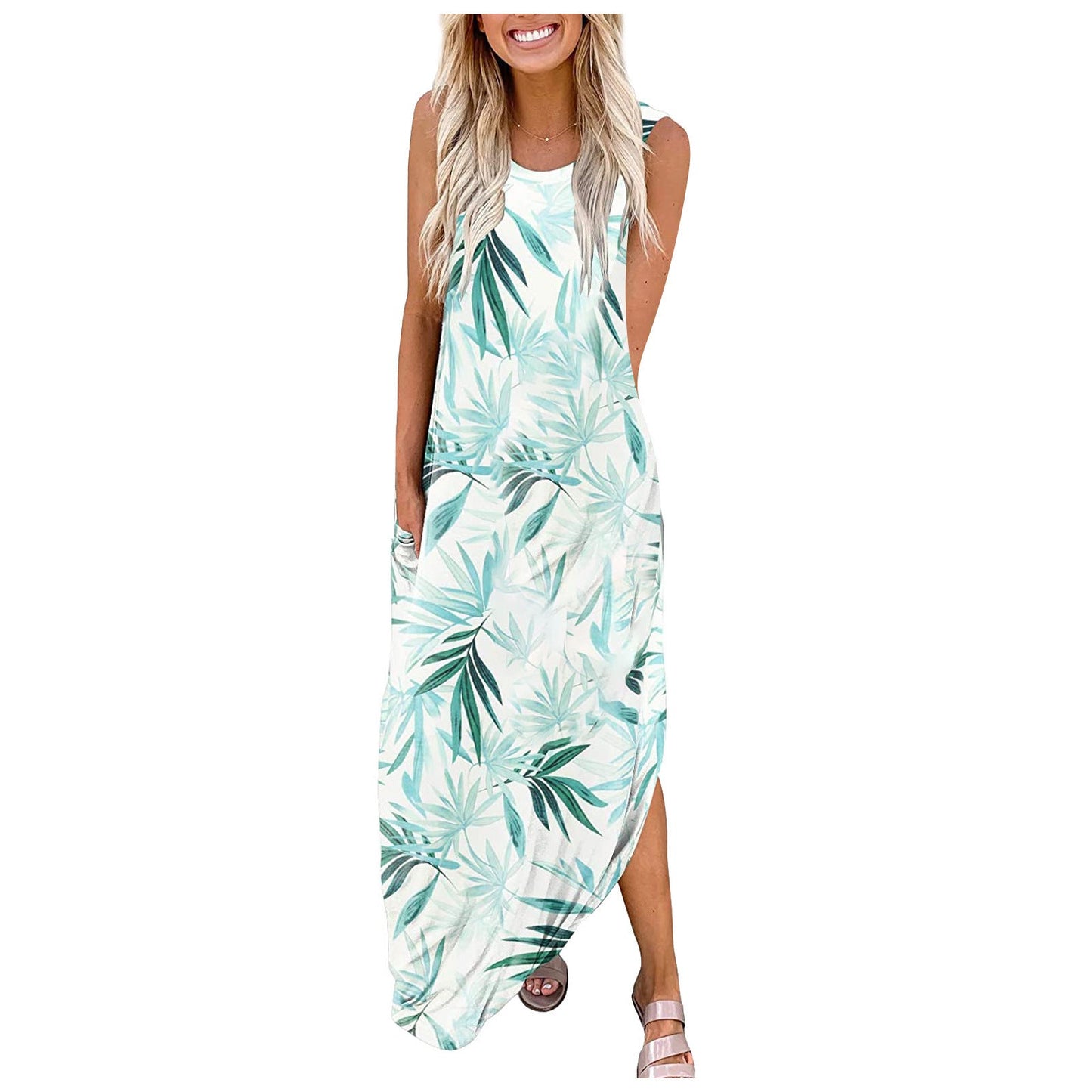 Robe longue légère Berg-Feldt pour femme avec imprimé feuilles tropicales