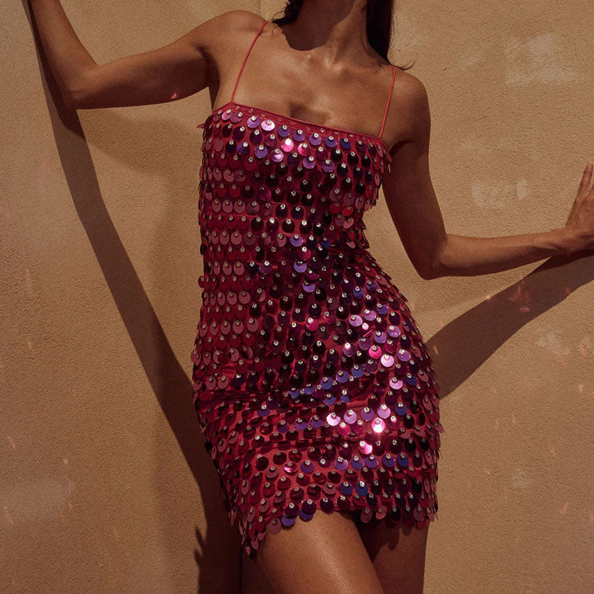 Berg-feldt Robe Courte de Soirée à Paillettes pour Femme