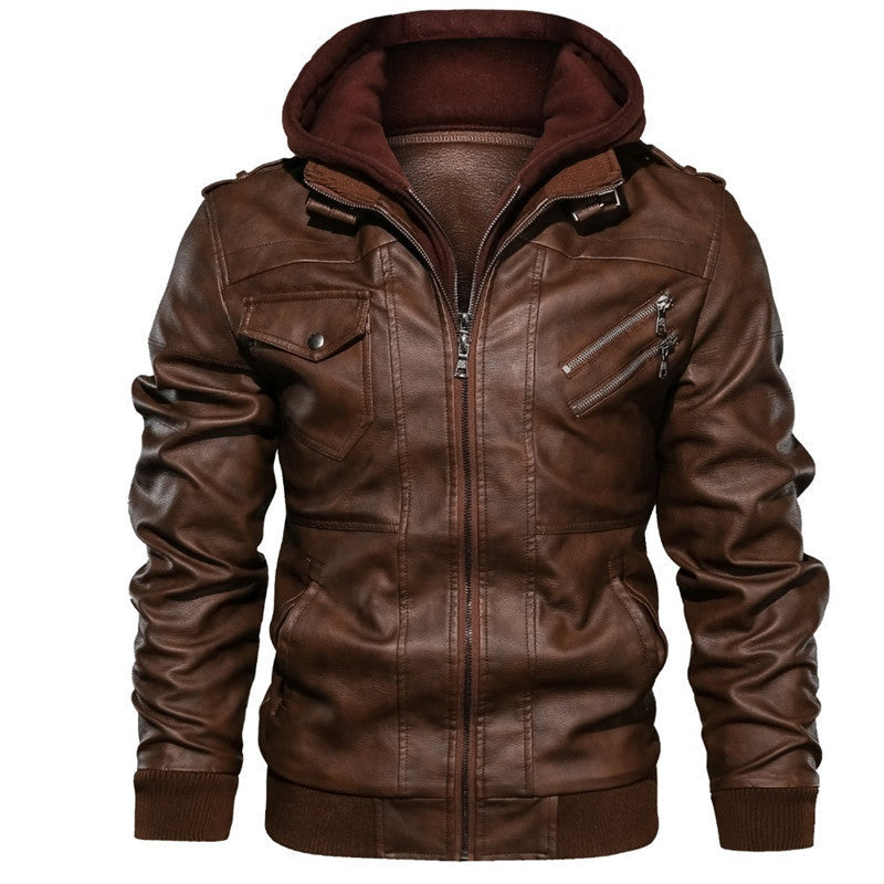 Veste en similicuir pour homme avec capuche amovible et poches élégantes Berg-Feldt