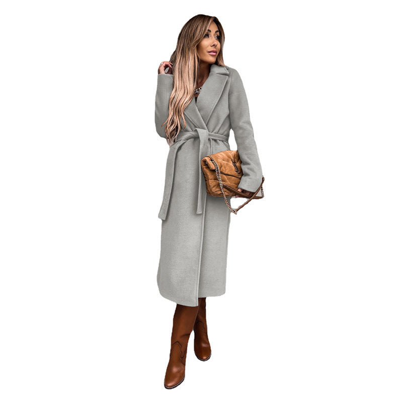 Manteau en laine à manches longues et ceinture élégant pour femme Berg-Feldt