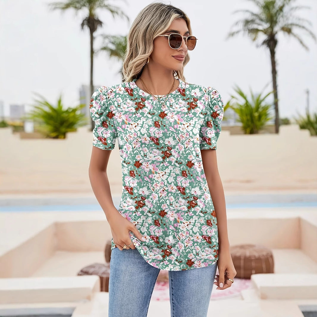 Blouse pour femmes à manches bouffantes et imprimé floral de berg-feldt