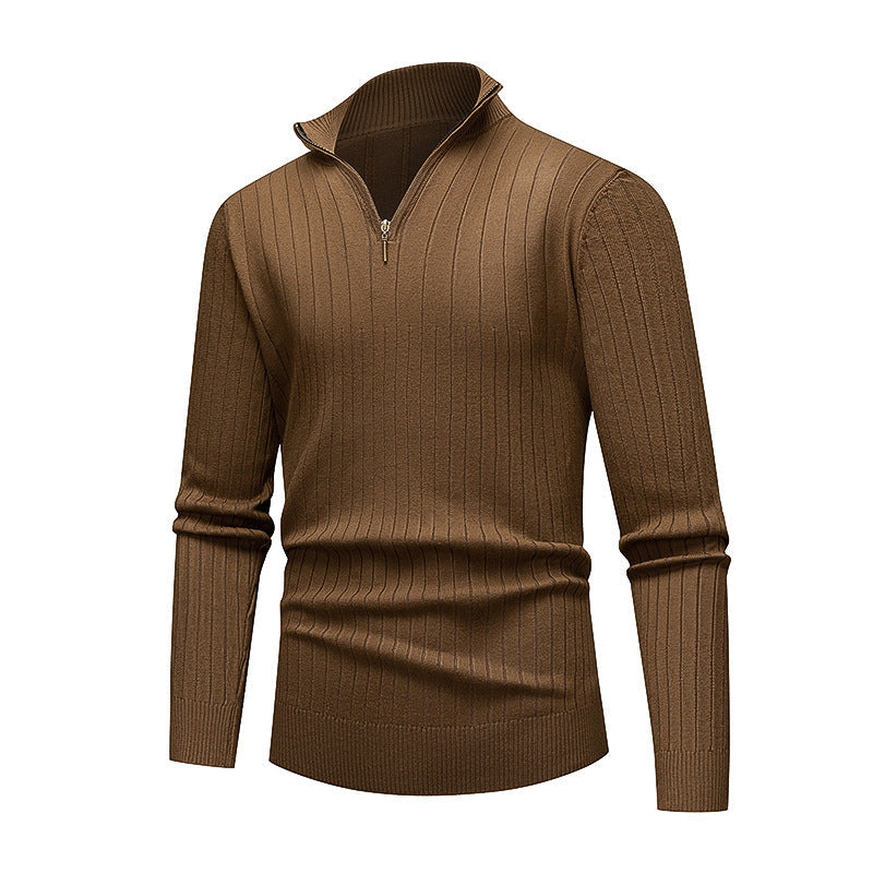 Pull pour homme en maille de qualité avec col montant moderne et fermeture éclair Berg-Feldt