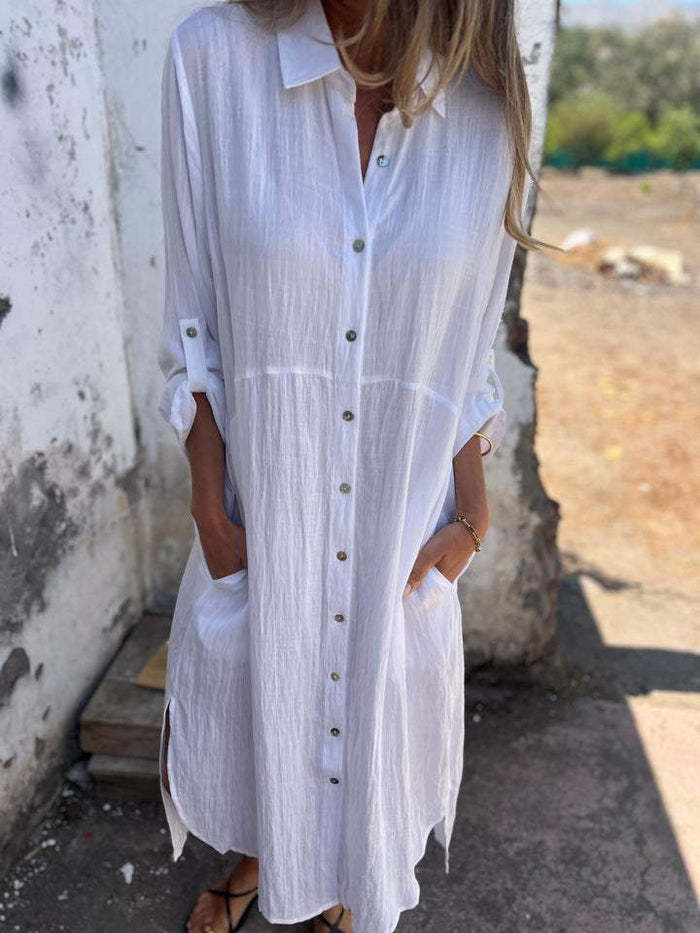 Robe chemise courte pour femme avec boutons et poches de berg-feldt