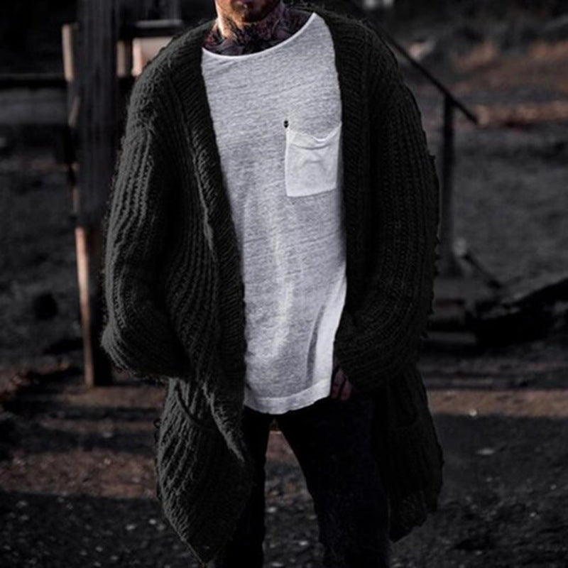 Herren Großer Strickcardigan mit tiefem Schnitt und strukturiertem Design Berg-Feldt
