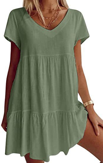 Lightweight, casual women's summer dress with V-neck and wide skirt from berg-feldt