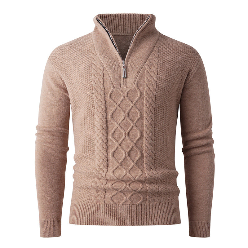 Herren Grobstrickpullover mit modernem Stehkragen und funktionalem Reißverschluss Berg-Feldt