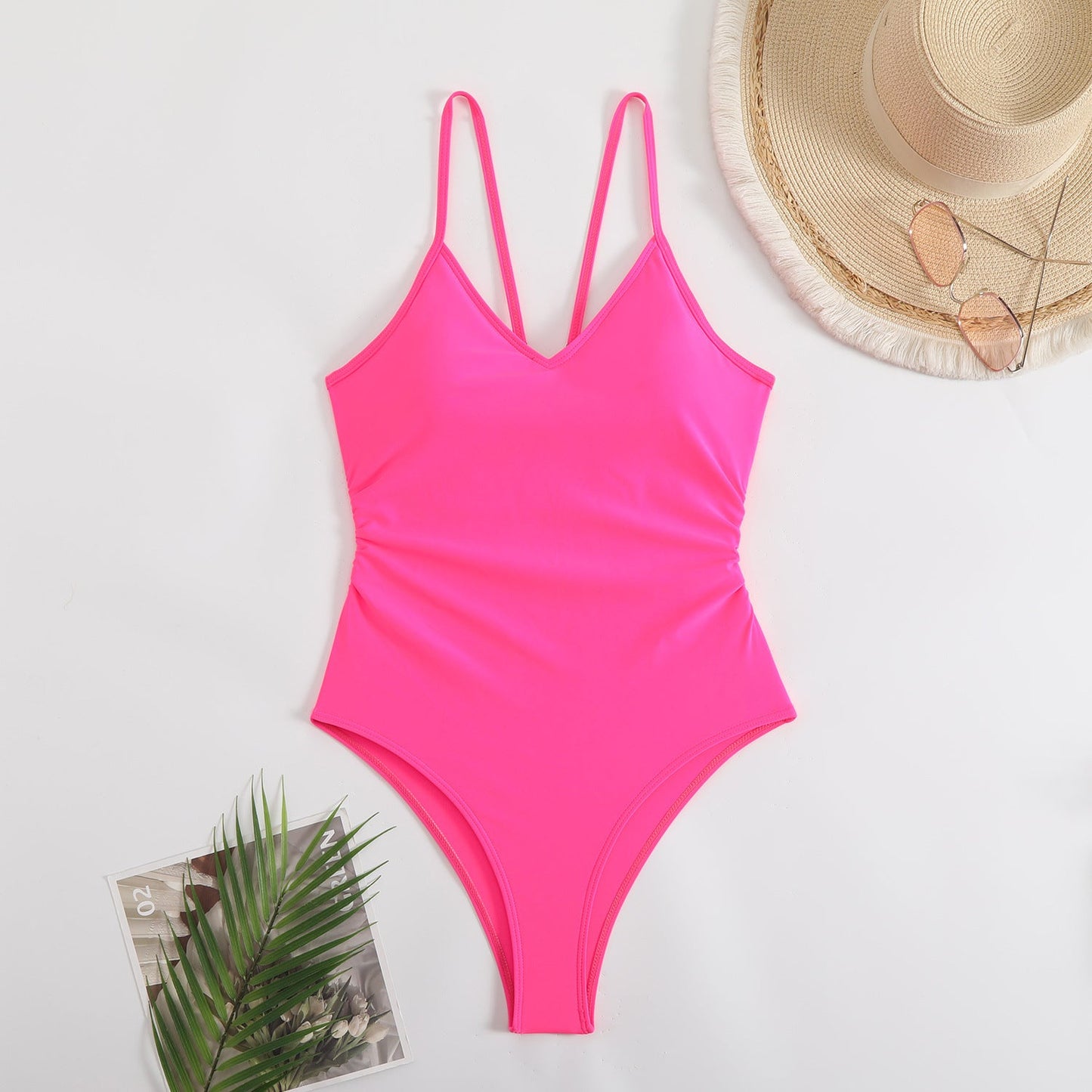 Maillot de bain plissé à encolure en V pour femme Berg-Feldt