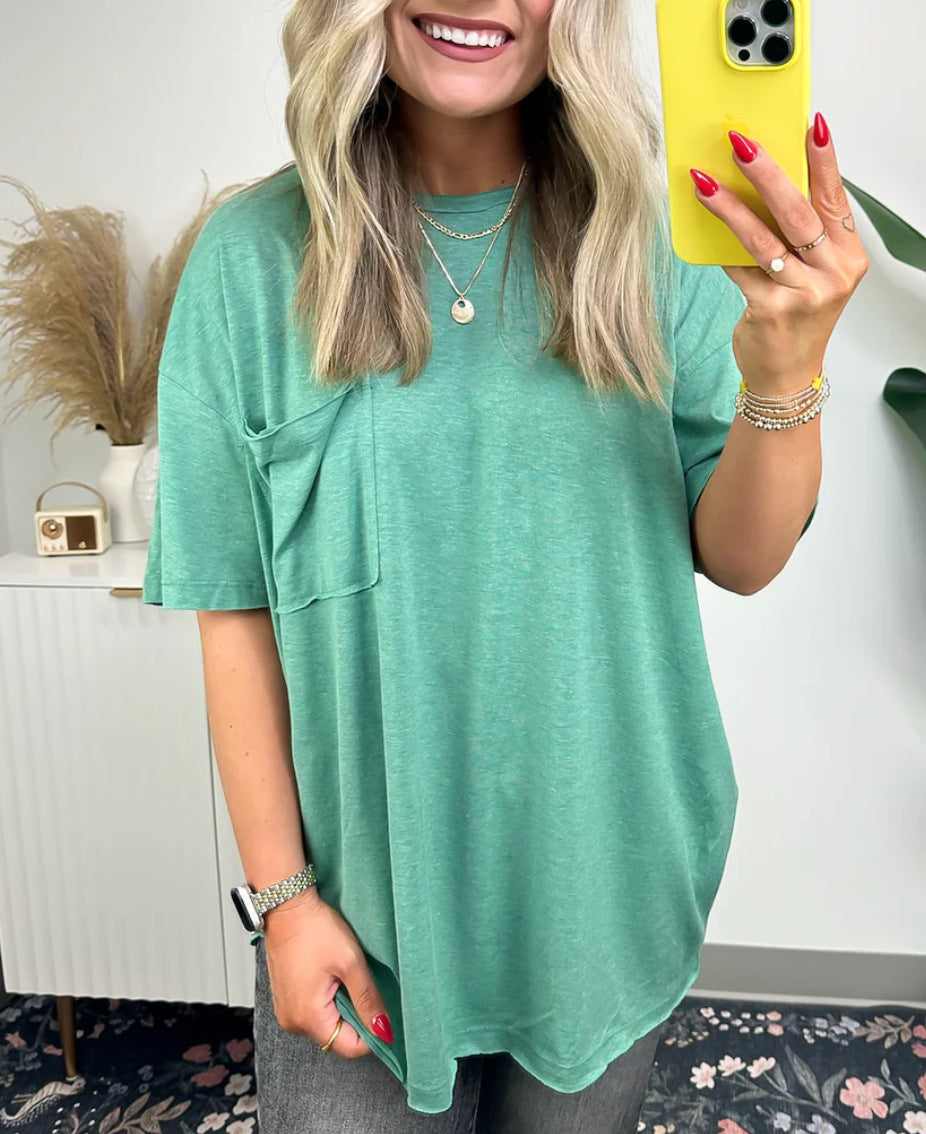 T-shirt femme Berg-feldt, coupe décontractée, avec poche