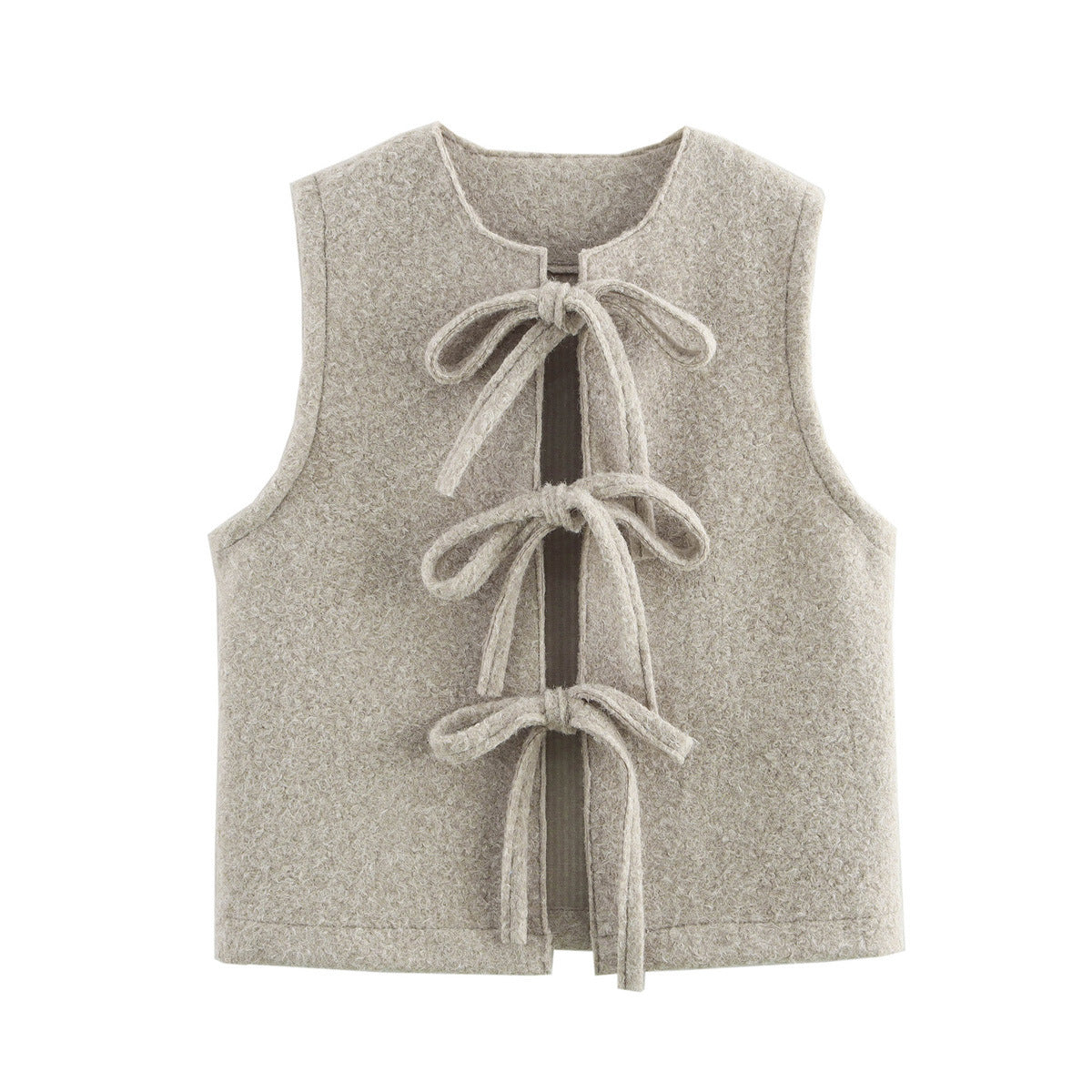 Structured knitted waistcoat for women with tie closure by berg-feldt