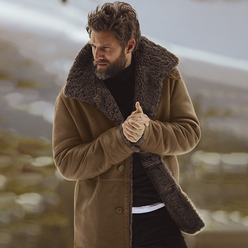 Veste homme en fourrure imitation mouton avec grand col et fermeture boutonnée Berg-Feldt