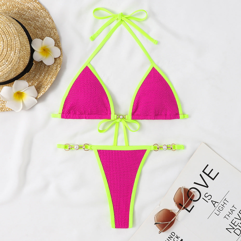 Ensemble de bikini pour femme : Coupe triangle, élément décoratif, échancrure haute (berg-feldt)