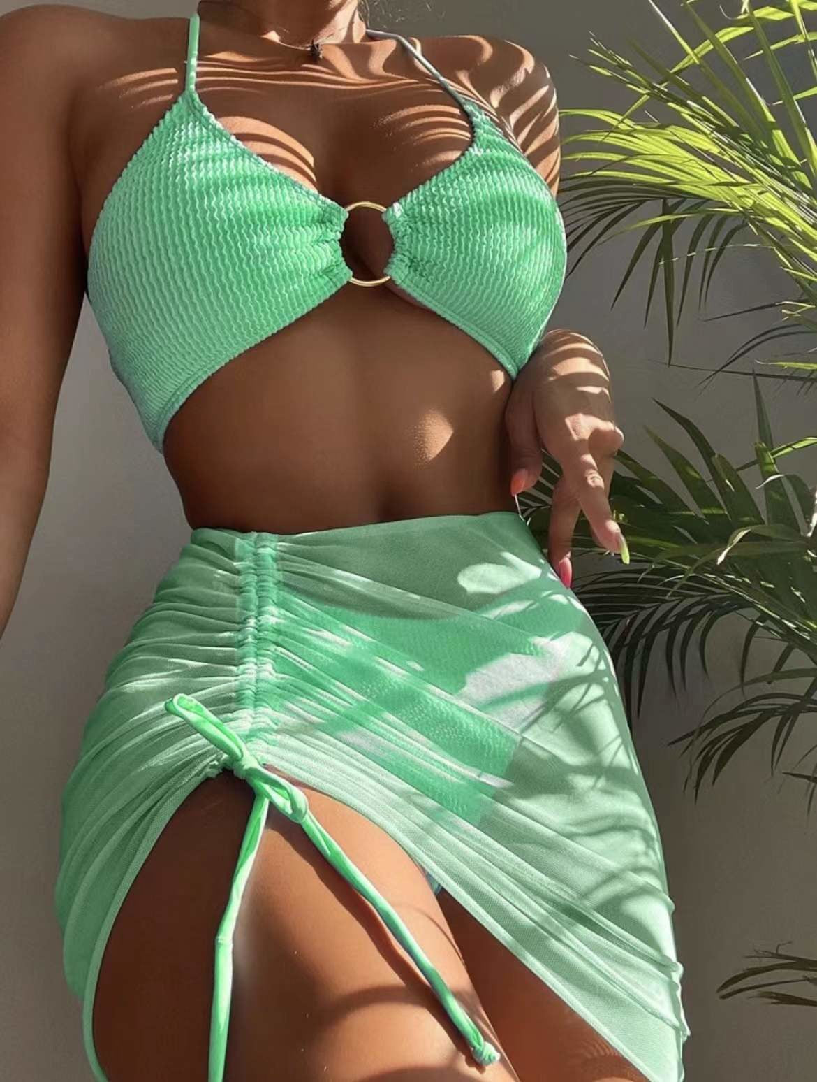 Haut de maillot de bain femme Berg-Feldt avec fronces et anneau