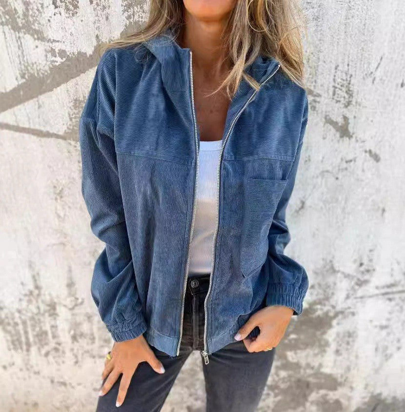 Veste décontractée en velours côtelé pour femme avec poches pratiques et fermeture éclair élégante Berg-Feldt
