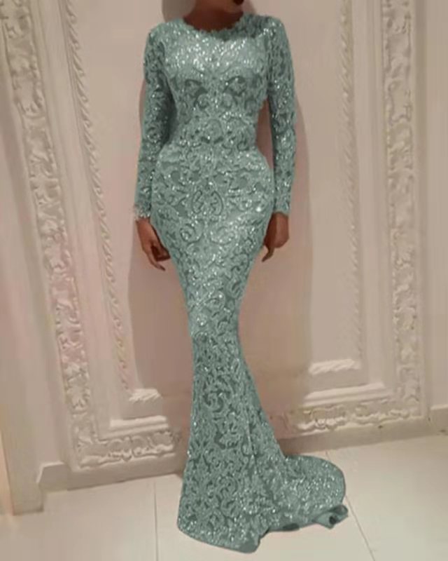 Damen Robe de mariée glamour à paillettes étincelantes et manches longues Berg-Feldt