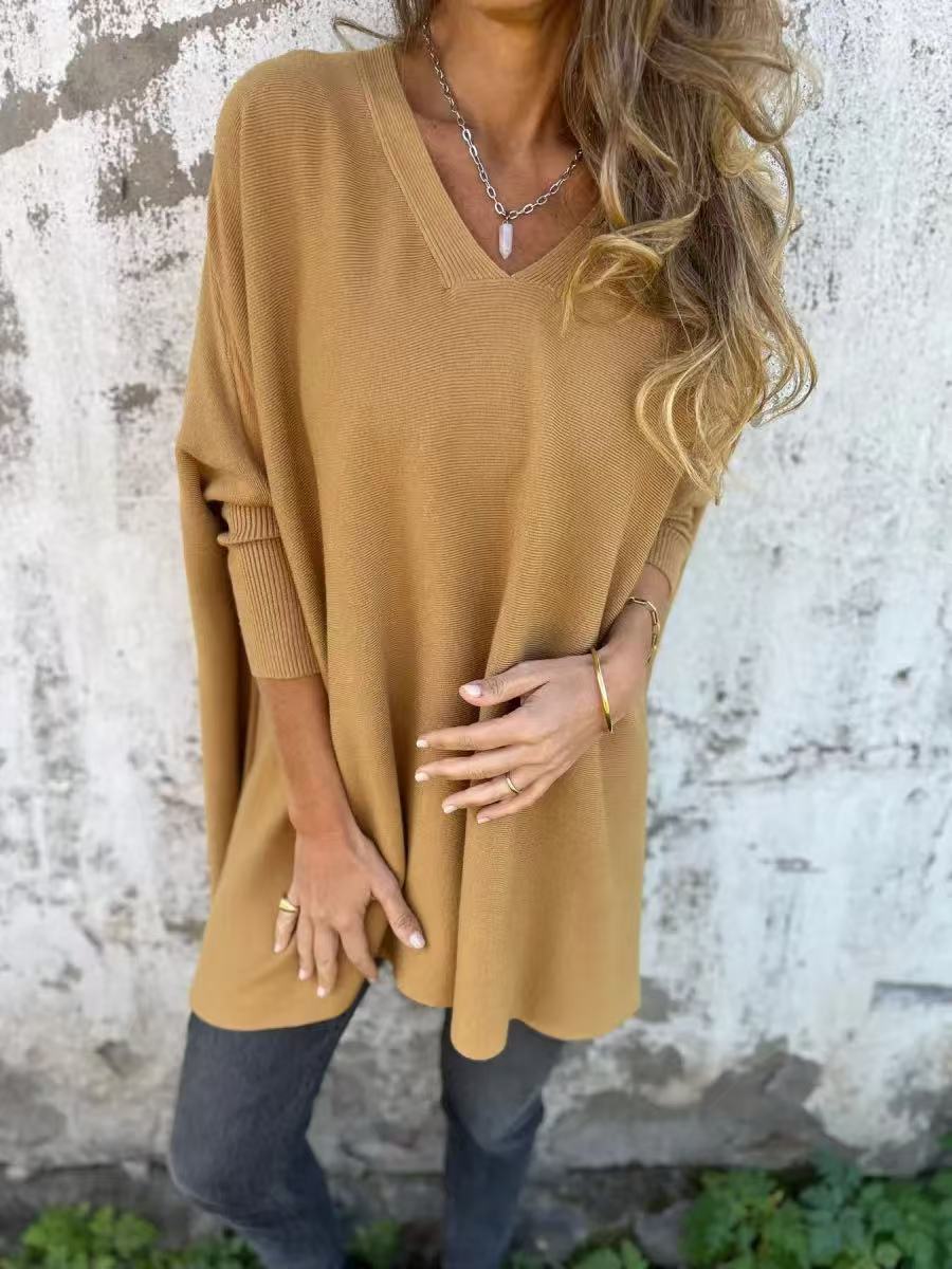 Damen Oversized V-Ausschnitt Pullover im luftigen Design Berg-Feldt