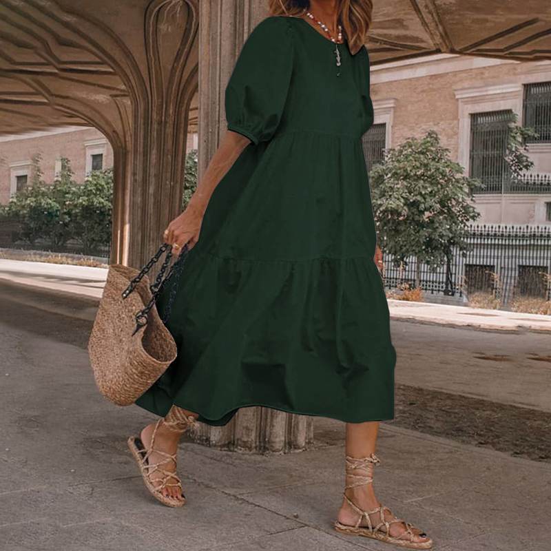 Robe longue pour femme : fluide, cintrée, à volants de berg-feldt