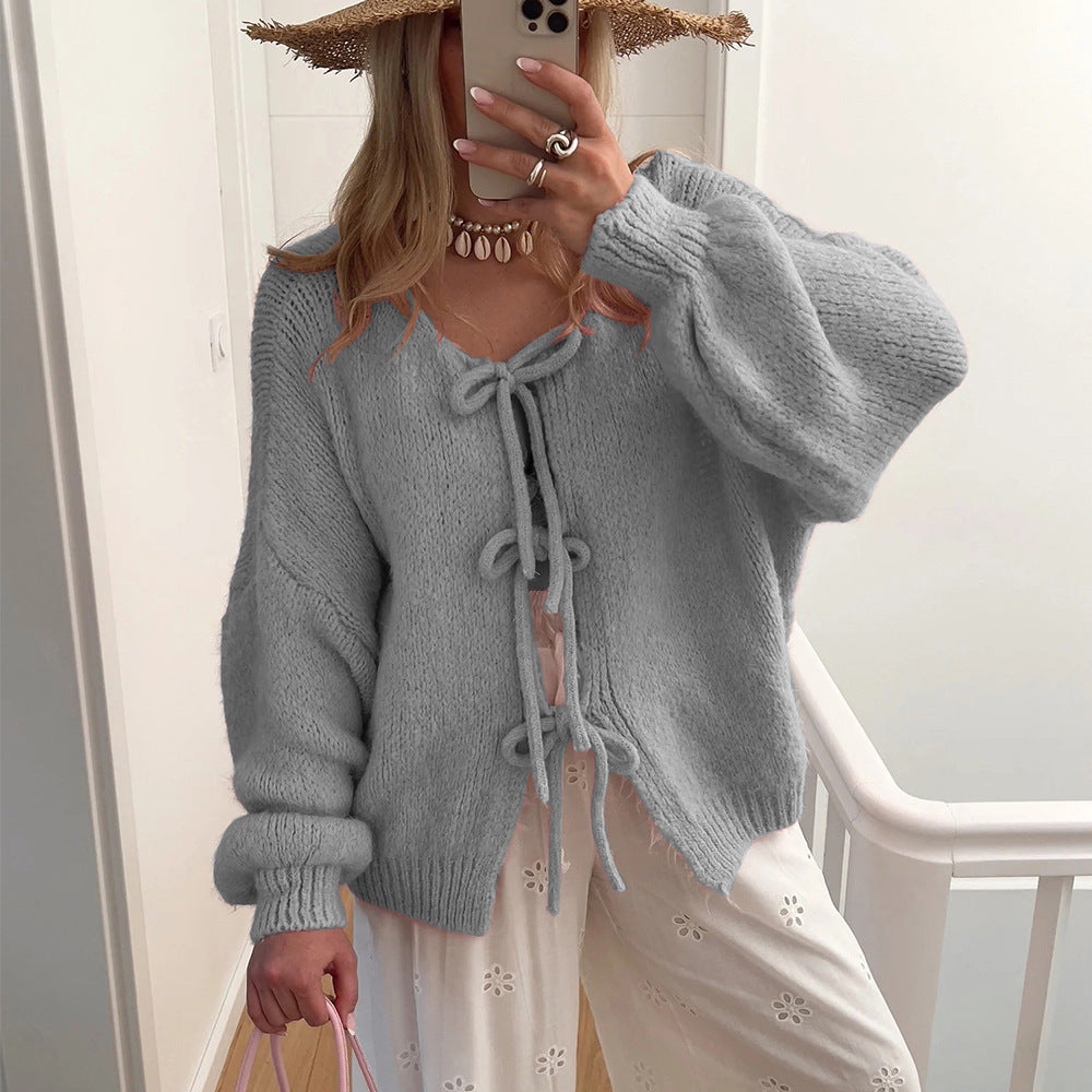 Dames Cardigan en maille douillette avec liens décoratifs Berg-Feldt