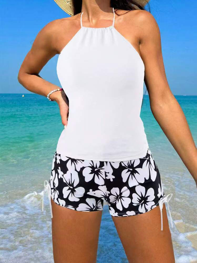 Maillot de bain femme Berg-Feldt avec haut licou et short imprimé floral