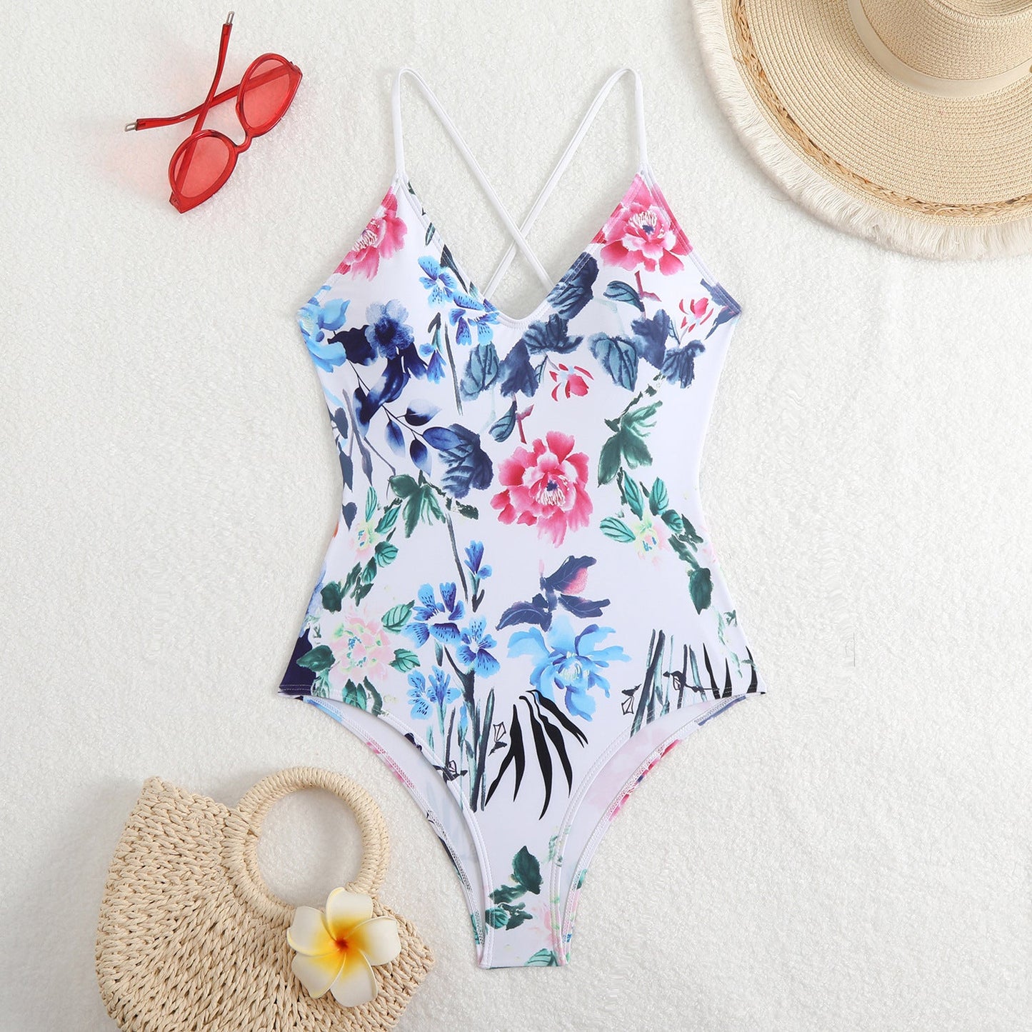 Maillot de bain femme Berg-feldt à motif floral et dos croisé