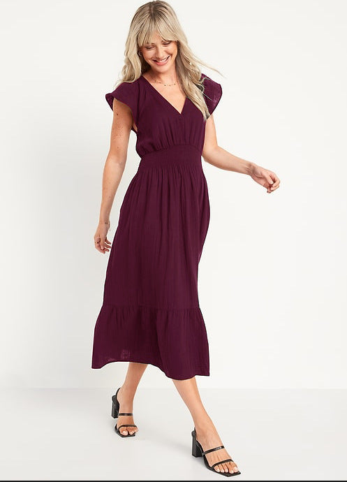 Robe longue fluide pour femme, à volants, détails plissés berg-feldt